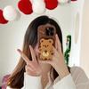 3D Cute Cartoon Bear Telescopic Bracket Silicone Phone Case For iPhone 17 16 15 14 13 12 11 Pro Max Shockproof Protective Cover