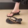 Temperament Leopard Print and Flip-flops 2025 New Korean Version of Fashion Women's Summer Slope French Outerwear Sandals High Heels