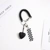 Cartoon Acrylic Cute Checkerboard Car Keychain Key Rings Bag Pendant Anti-Lost Chain