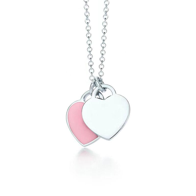 Ladies Elegant Love Heart Enamel Pendant Necklaces one size