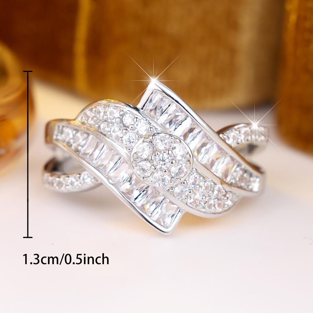 Small Wave Charm Female White Zircon Stone Finger Ring Vintage Silver Gold Color Wedding Band Bridal Jewelry For Women