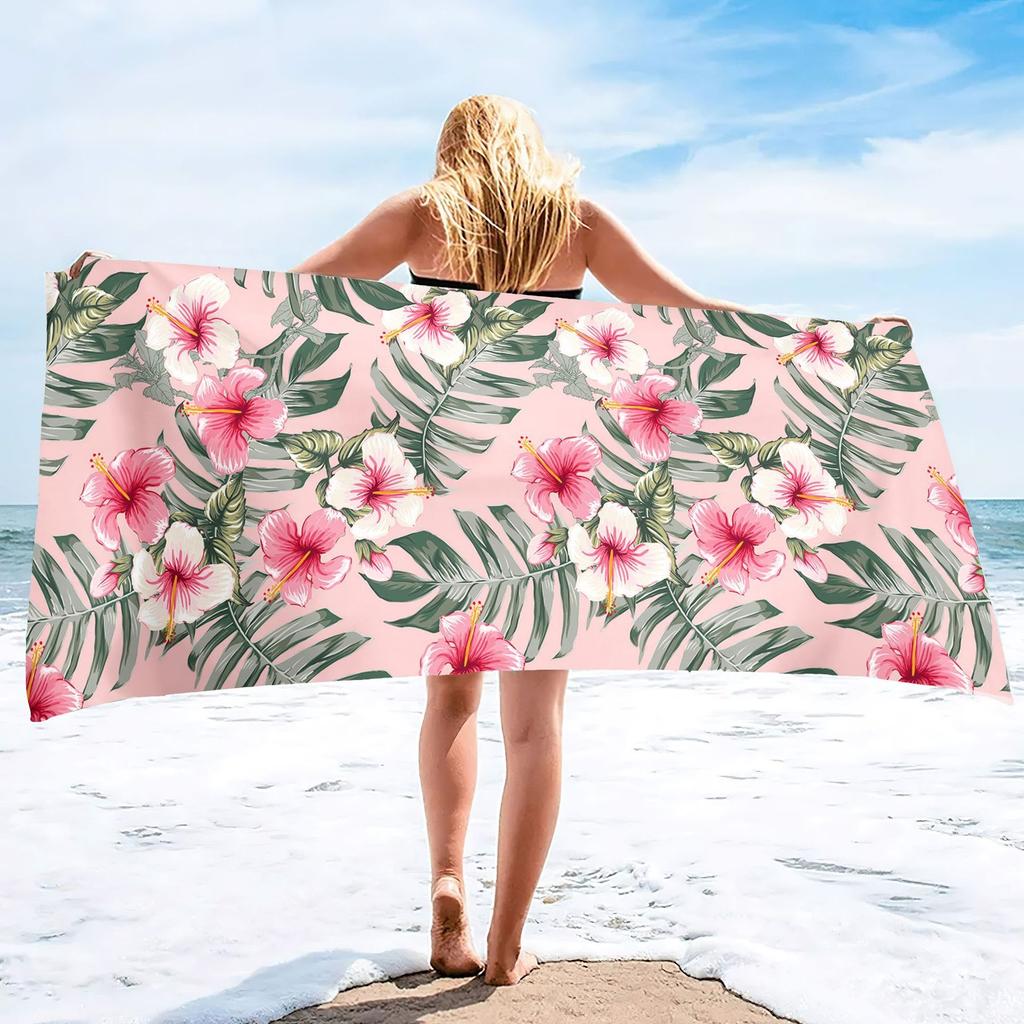 Tropisches Monstera-Blatt bedrucktes Strandtuch Schnelltrocknendes Polyester Badetuch Grünes Palmen-Sandfreies Handtuch für den Sommerurlaub