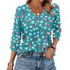 Women's V Neck 3/4 Sleeve Tops Casual T Shirts Basic Summer Tees Loose Fit Fall Pullover Tunic