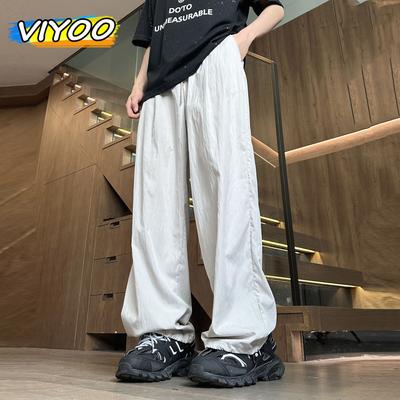 Oversized Jogging Summer Y2K Casual Sweatpants Quick Dry Fitness Sports Track Baggy Wide Leg Pants Men GYM Korean Clothes Techwear