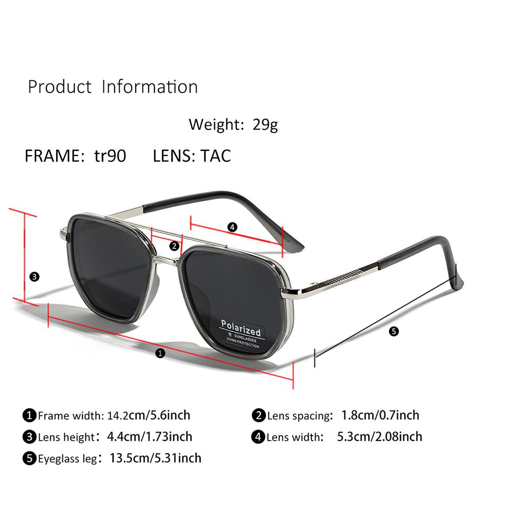 Peekaboo TR90 Polarized Sunglasses Men Retro Style Metal Square Sun Glasses for Women Double Bridge Driving Green Black Uv400