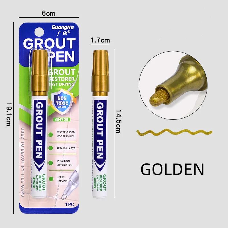 Ручка для затирки швов, специальное средство для затирки швов для керамической плитки и напольной плитки, водостойкие наклейки, ручка для подкрашивания швов, ручка для швов стен 1PCS золотой