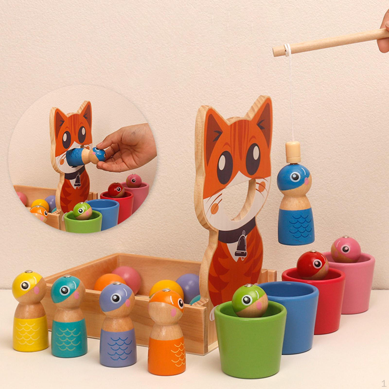 

Wooden Feeding Toys Fine Motor Skills Interactive Food Game for Children
