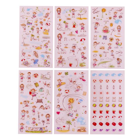 6Pcs Decals Adorable Self-adhesive Eco-friendly Kids Cartoon Stickers for Boys