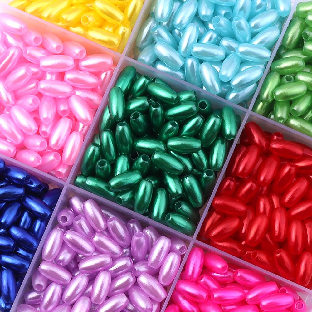 100-200 Stück Wassertropfenform ABS Imitation Perlen Bunt Oval Reis Lose Perlen Für DIY Schmuckherstellung Armband Halskette