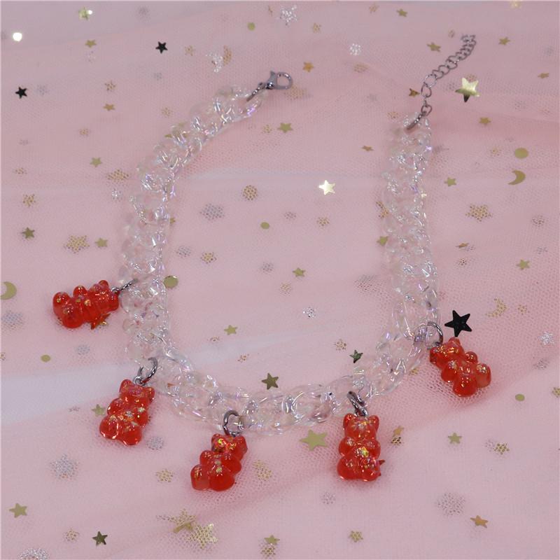 Shining Acrylic Handmade Candy Color Cute Judy Cartoon Bear Charm Necklace For Women Girl Daily Jewelry Party Gifts