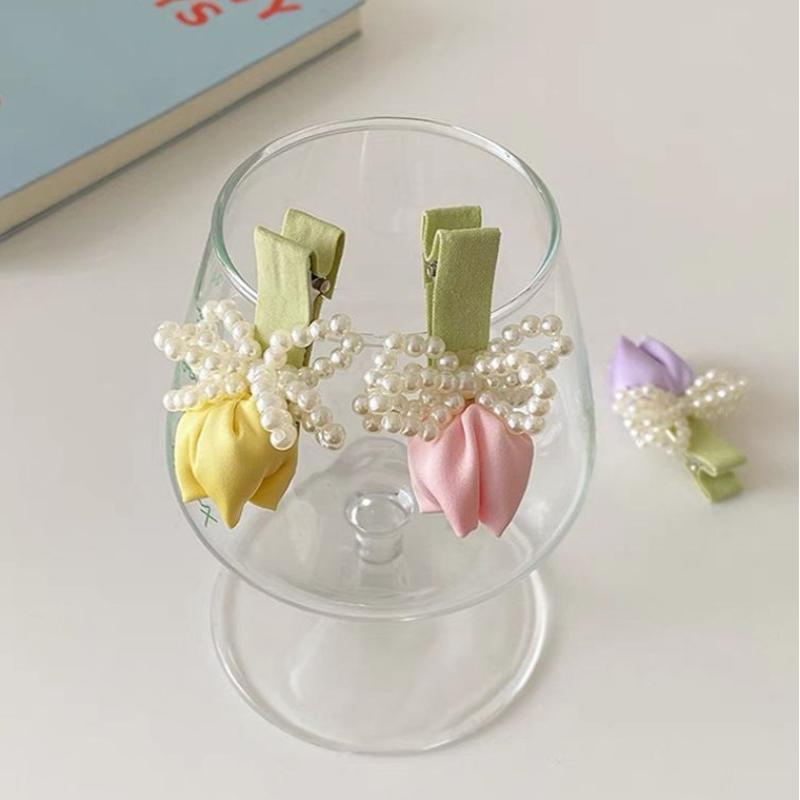 Gentle Diary~ Tulip Pearl Hairpin Fairy Mori Fairy Beauty Premium Sense Niche Bangs Side Headdress Hairpin