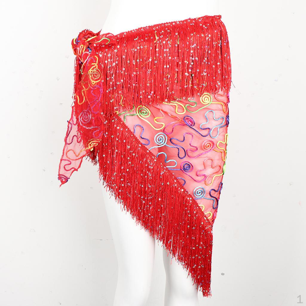 

Ручний пояс для танцю живота, спідниця з китицями, пояс на стегна Red