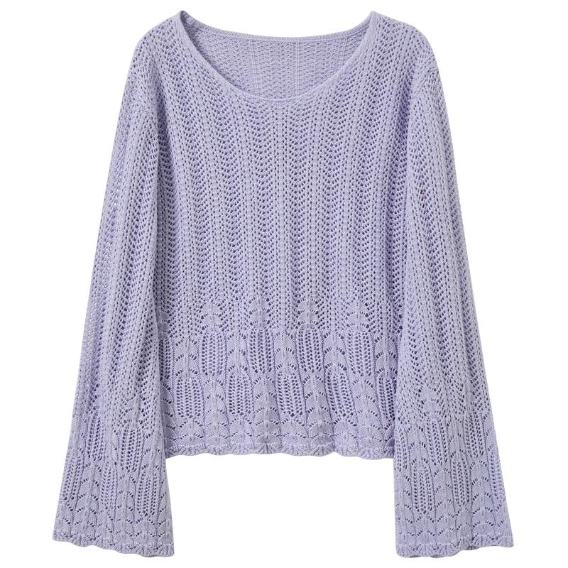 

Sancai Women s Plus Size Loose Hollow Knit Cardigan XXXL