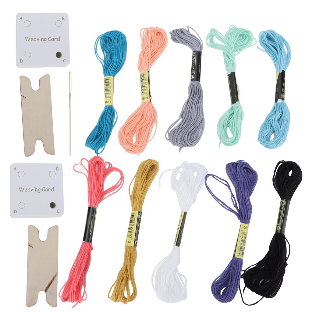 Weaving Card Tablet Set Paper Loom with Shuttle Embroidery Thread for DIY Craft HandMade