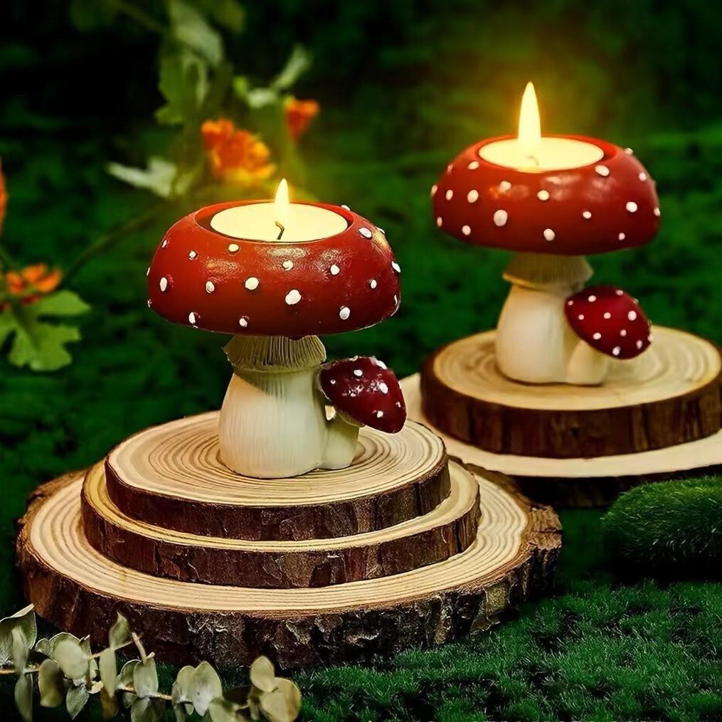 Simulation Small Of Mushroom Home Decoration Candlestick Resin Decoration Crafts