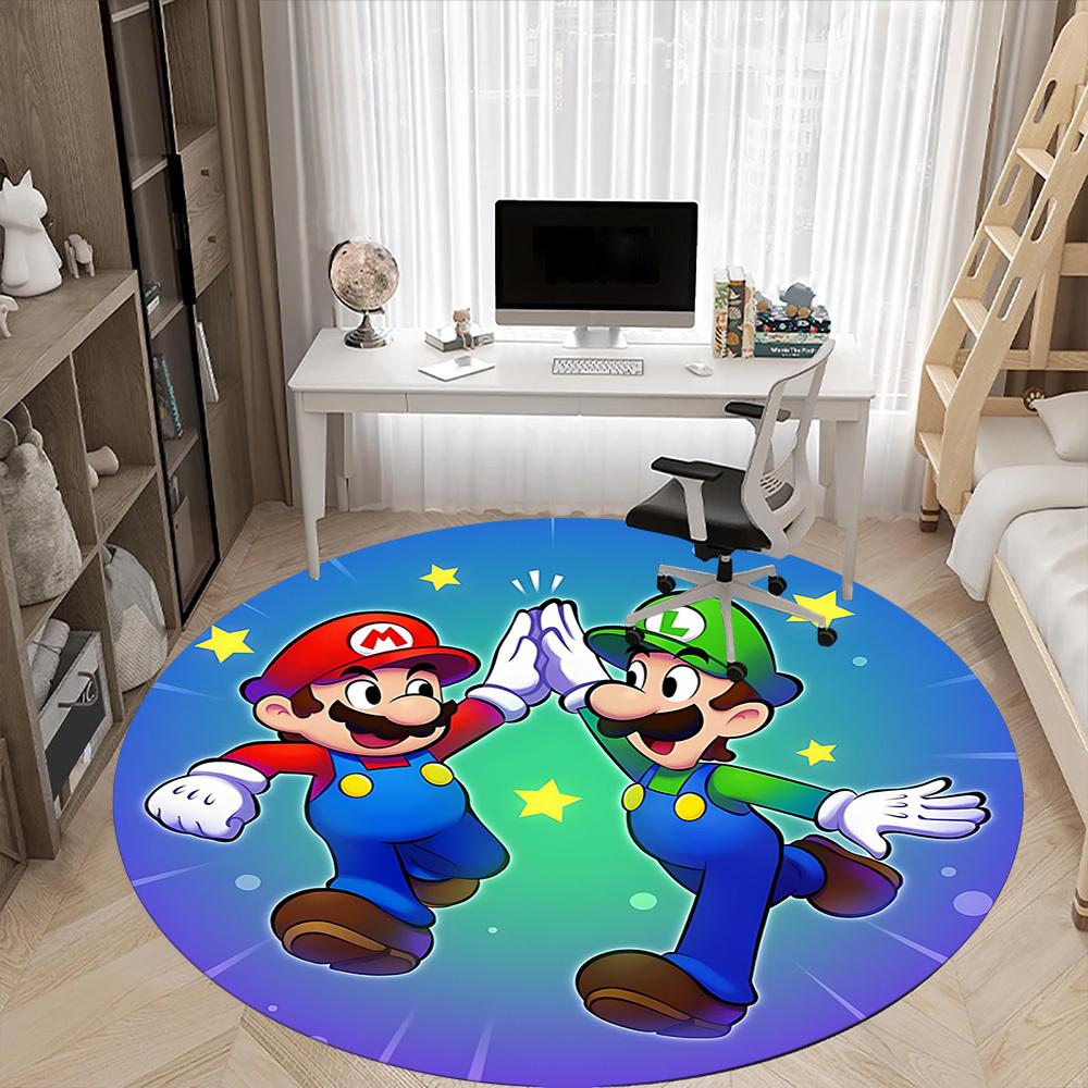1pc Mario Luigi Office Round Area Rug, Under Office Chairs Bedroom Living Room Home Decor a1022273