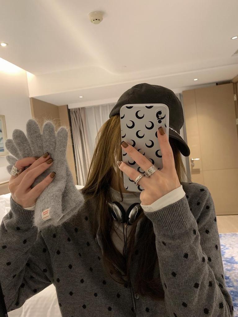 Women's Gray Polka Dot Knit Cardigan - 2024 Slim Fit with Layered Design