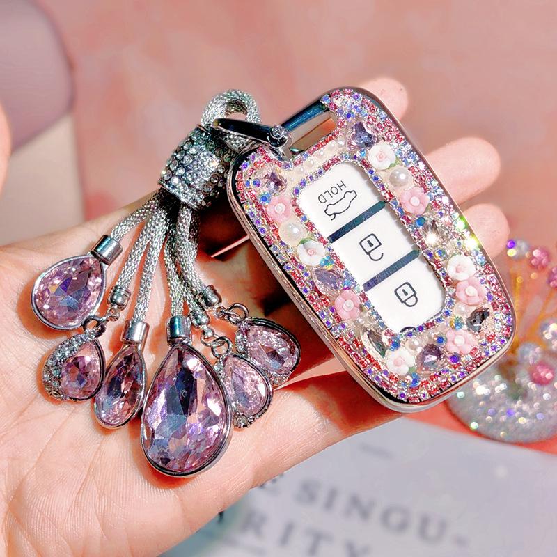 Langdong 12th Gen IX35 & Sonata 8 Rhinestone Key Cover: Drop-Proof, Full Wrap Protection