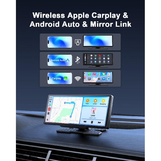 Avylet 8.1   Wireless Apple Carplay Screen for Car, Android Auto with Backup Camera, Portable Car Stereo Touchscreen with OTA/GPS Navigation/Mirror