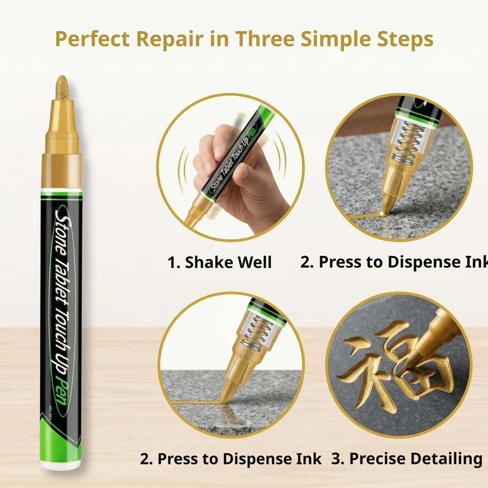 Tombstone Lettering Repair Paint Pen for Grave Marker Metal Stone High Heat Resistant Waterproof Fade Proof Outdoor Use