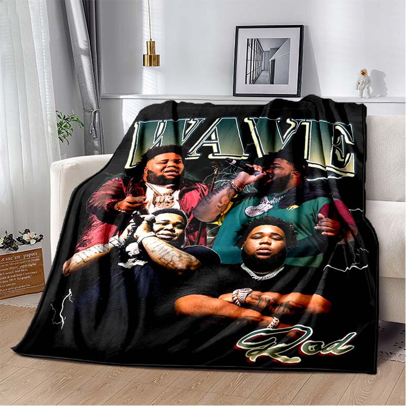 Hip Hop Rapper Blanket Rod Wave Flannel Blanket Soft Warm Throw Bedroom Decor Napping Couch Sofa Bed Chair Cover for Boys Girls