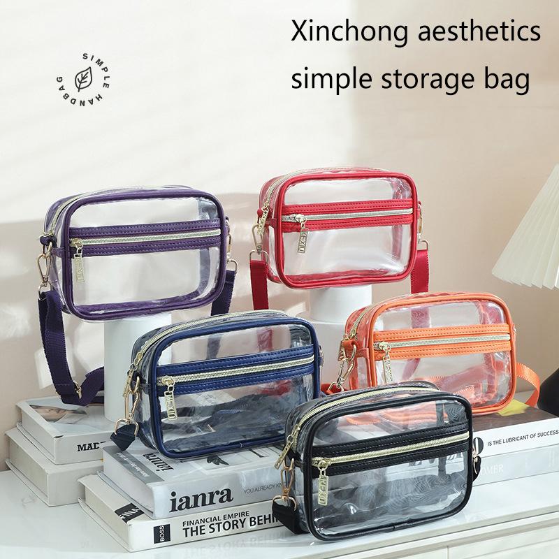 1Pc Mini Solid Color Transparent Pvc Portable Waterproof Shoulder Bag Suitable For Girls, White-Collar Outdoor Travel Shopping