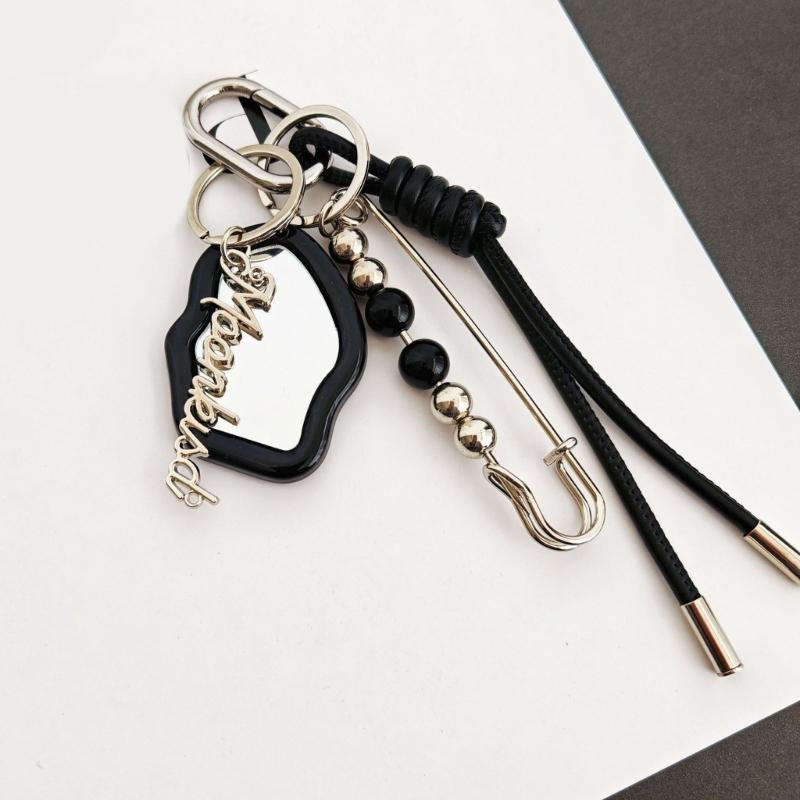 Stylish Leather Cord Keychain Makeup Mirror Portable Travel Essential Stylish Cosmetic Accessory Gift Metal Key Holder