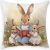 Cute Bunny Story Pattern With Zipper Closure Pillow Cover Living Room Sofa Special Pillow Cover Without Pillow Core