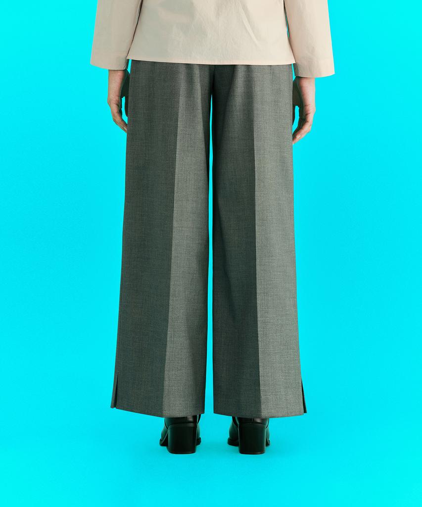 ERER Single Pleat Wide Slacks Gray