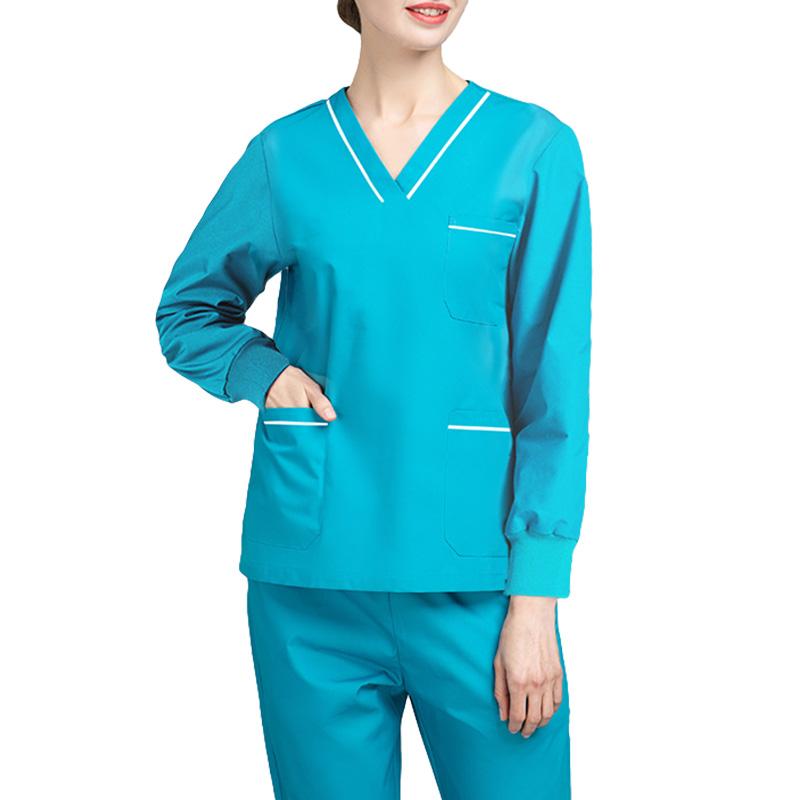 

1 комплект V-образный вырез свободный медицинский больничный доктор осень зима длинный рукав одежда топы M