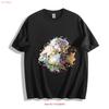 Nahida Genshin Impact T Shirt Colorful Floral Design  Vintage Washed Unisex Homme Comfortable Stretched Versatile Slightly