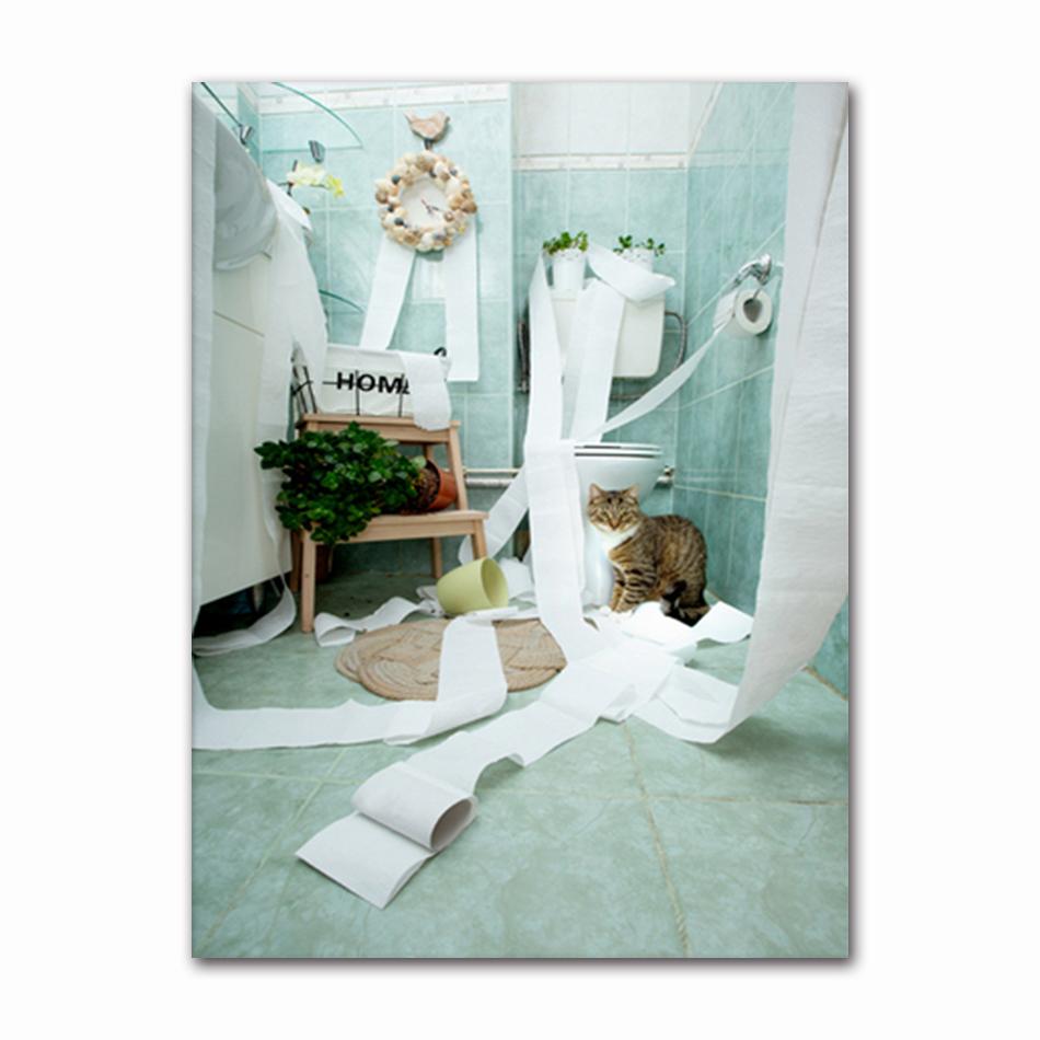 Funny Animal Dog Read Newspaper Oil Painting On Canvas Wall Art Poster Prints Wall Art Picture for Bathroom Toilet Decoration