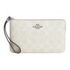 New Corner Zip Coated Canvas With Smooth Leather Wrist Bag Wallet Clutch Small Size Women's White 6648-SVVVJ