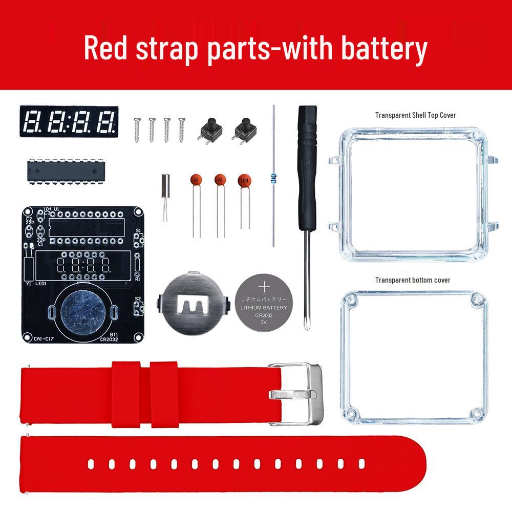 DIY LED Watch Kit: Electronic Assembly with Transparent Microcomputer Digital Display