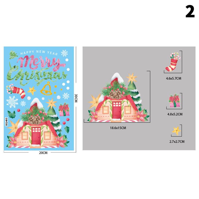 Removable Christmas Pvc Static Sticker Santa Window Stickers Beautify Snowflake Wall Decals New Year Party Glass Dress Up