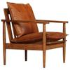 Maison Exclusive - Fauteuil Marron Cuir véritable avec bois d'acacia