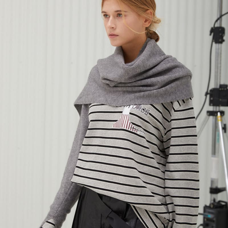 Iannmore Asymmetrischer Strickcape Schal_GY