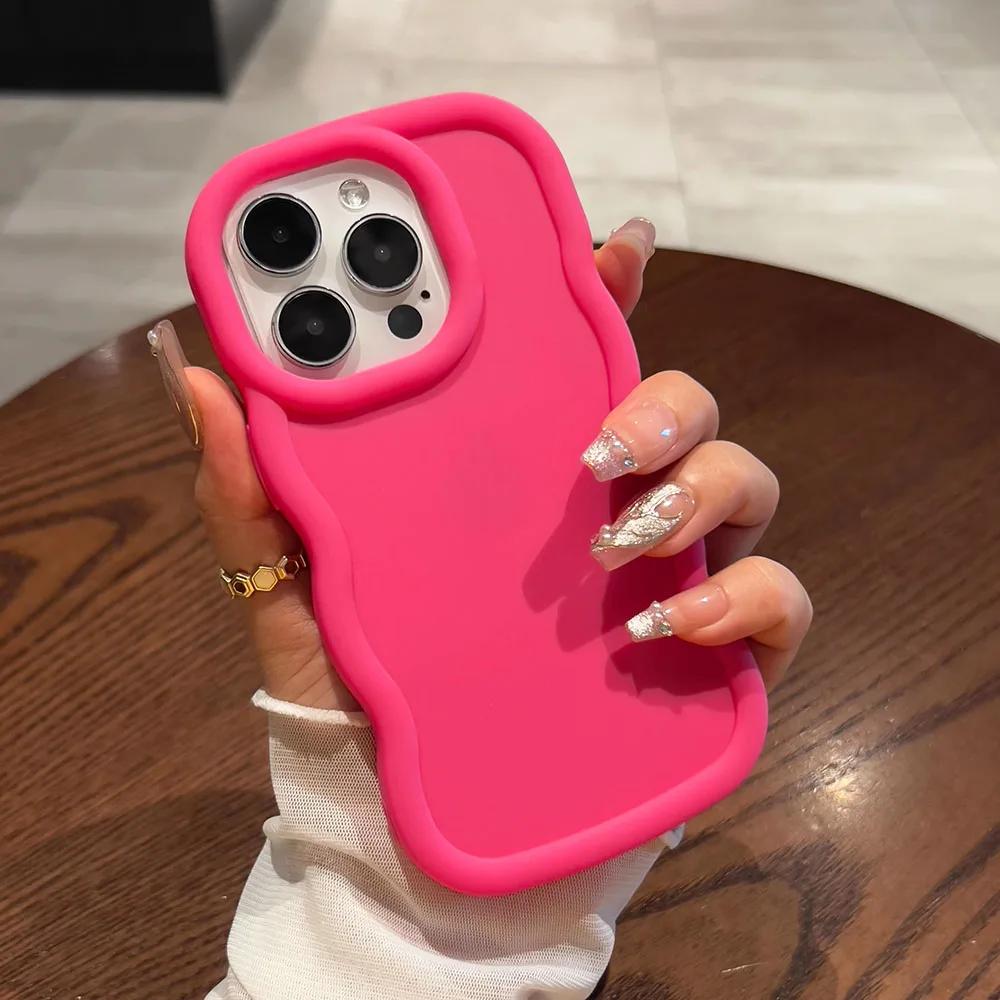 Plain Skin Wave Case for Samsung Galaxy S25 S24 S23 Plus S22 Ultra S21 S20 FE A73 A56 A55 A54 5G A52 A51 4G Curved Edge Cover