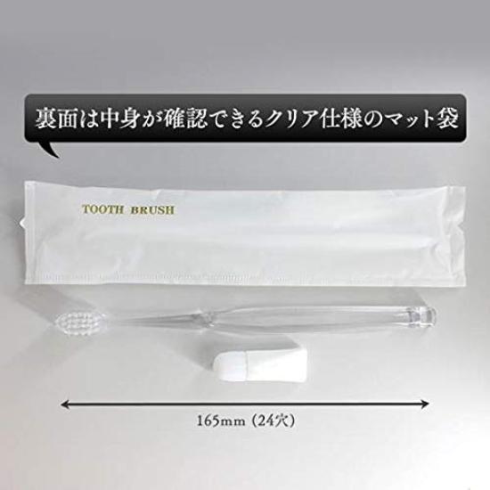 Clear Handle Toothbrush with Toothpaste Powder M Bag Individually Domestically Sanitary Supplies "X24" (3g), (100 Pieces), Wrapped, Toothbrush,