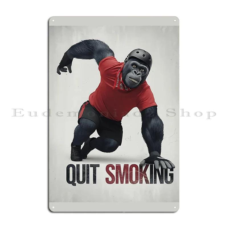 Caution I Quit Smoking Quitting Cigarettes Clean Sober No Smoking Message Metal Plaque Wall Painting Club Bar Tin Sign Poster 20x30cm(7.8x11.8inch)