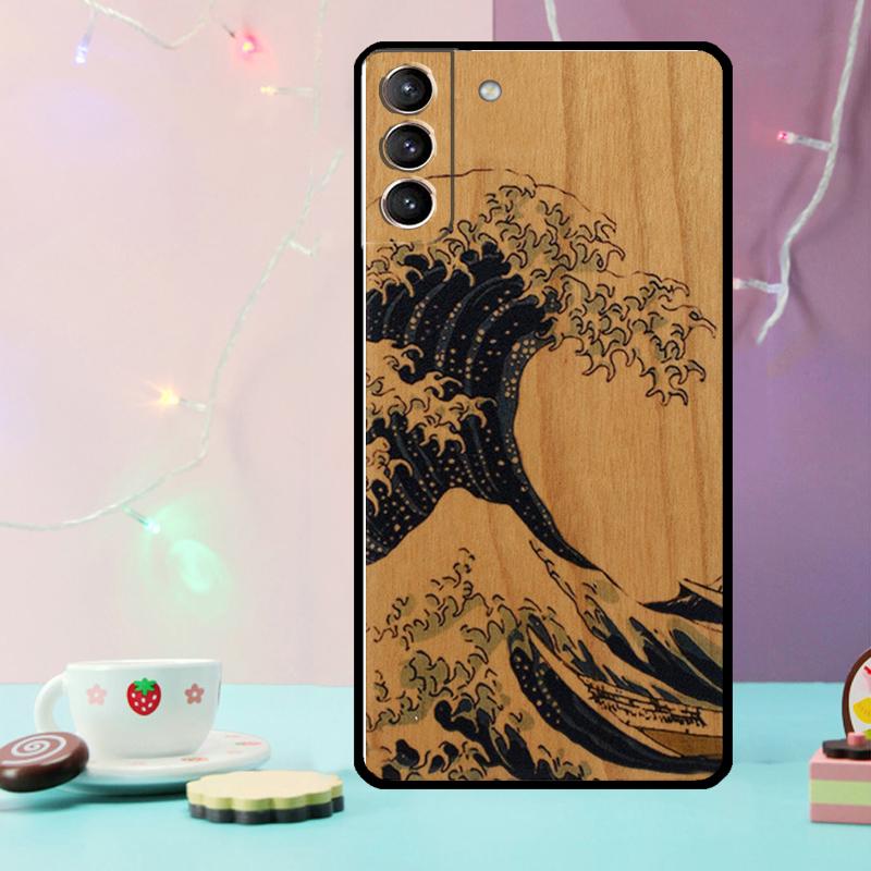 Wolf Bike Butterfly Wood Phone Case For Samsung Galaxy S24 Ultra S20 S21 S22 S23 S25 Ultra S9 S10 Plus S24 FE Cover