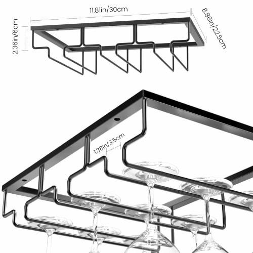 Nuovoware Wine Glass Holder, Wine Glass Hanger, Hanging Wine Glass Rack, Wire, 3-Row, Wine Glass Storage, Wine Glass Drying/Draining, for Home and Com
