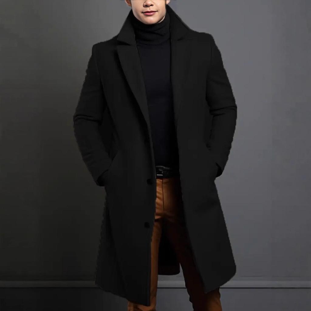 New fashionable autumn and winter men's woolen coats slim long casual and versatile coats