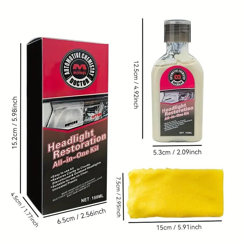 

Headlight Restoration Kit | Scratch & Yellowing Remover with Polishing Wax | Anti-Fog & UV Protection for Plastic Lenses 150ml