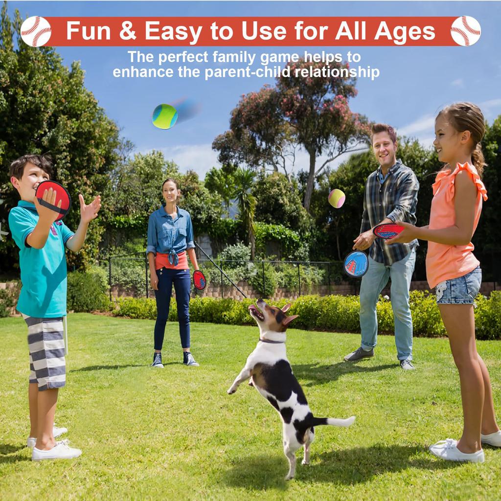 4Set Kids Sucker Sticky Ball Toy Outdoor Sports Catch Ball Game Set Throw And Catch Parent-Child Interactive Outdoor Toys