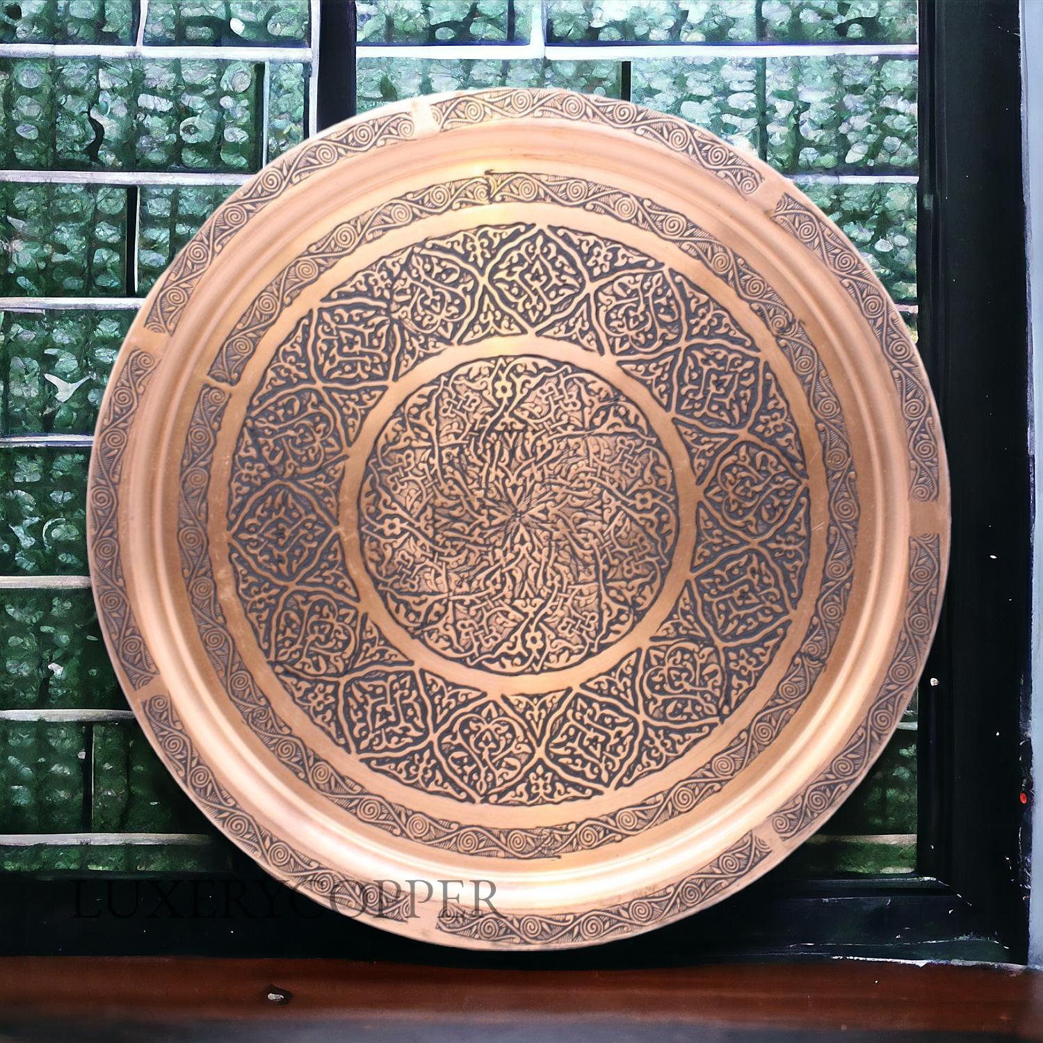 

Газиантеп Античный медный поднос ручной работы 32 см цвета античной меди