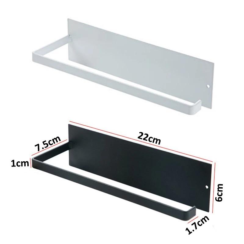 Punching Roll Paper Holder Kitchen Tissue Holder Cling Film Storage Holder self-adhesive Seamless Wall Mounted Storage Rack