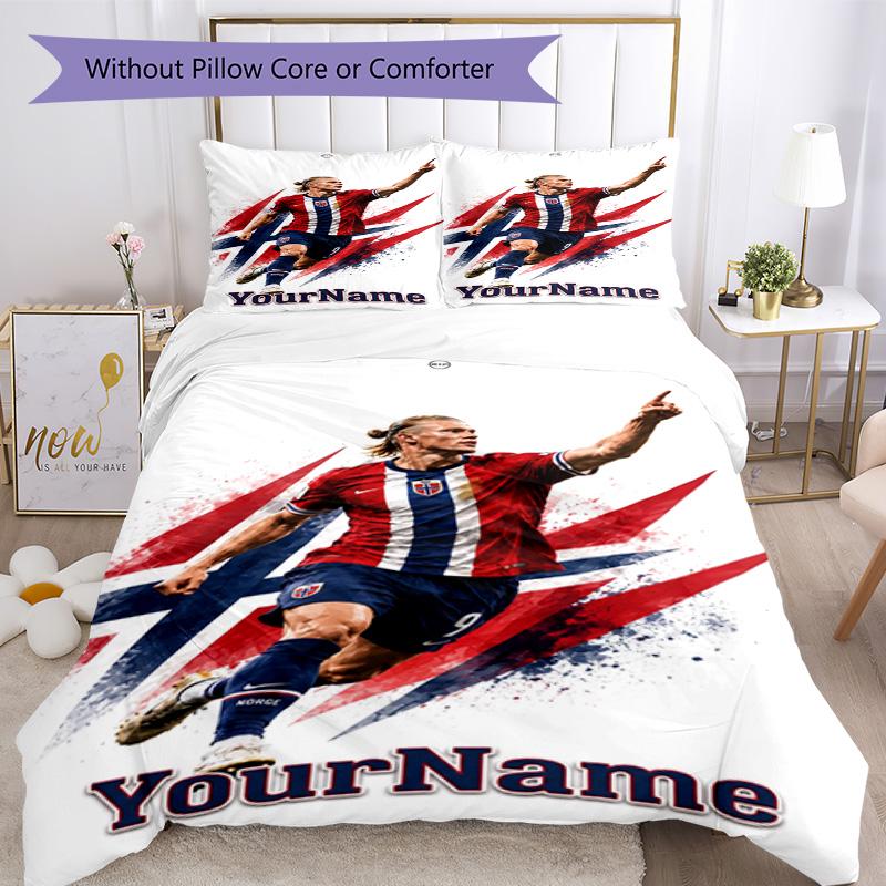 Haaland 1 Customize your name Bedding Set Breathable Duvet Cover with Pillowcases Home Decoration Birthday Gift