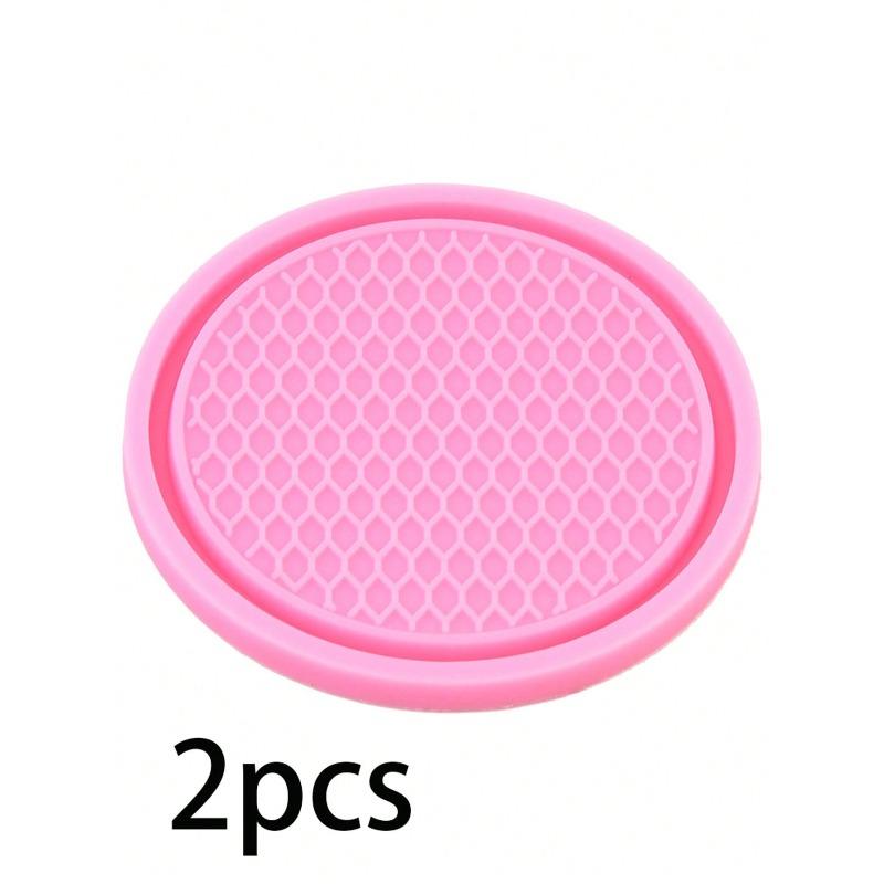 

2pcs Rhinestone-Encrusted Car Water Cup Mat, Round Silicone Anti-Slip Mat, Heat Insulation Mat, Rhinestone Creative Car Accessories 2pcs No Diamond Pink разноцветный