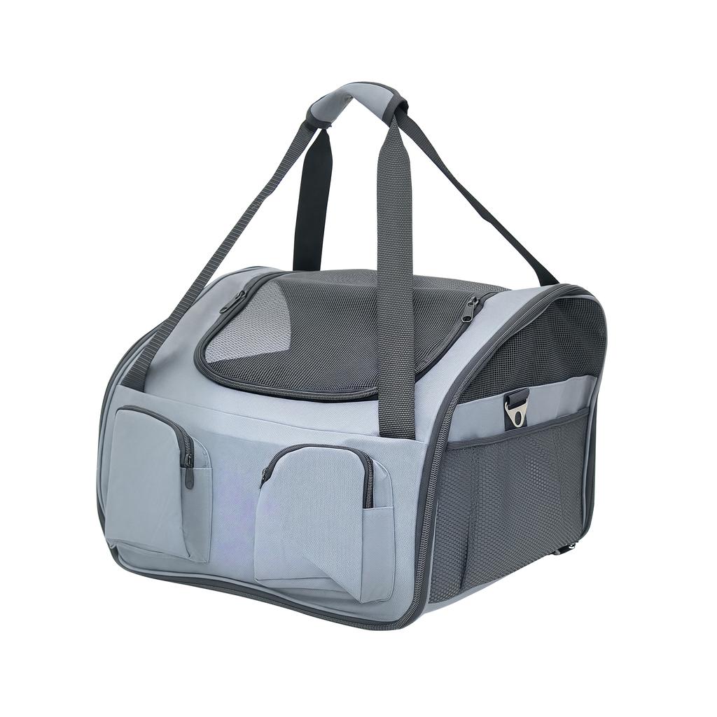 Pet Carrier Folding Bag Car Seat Cat Dog Puppy Kennel Portable Travel Cage Tote Case Mesh Holder House Grey